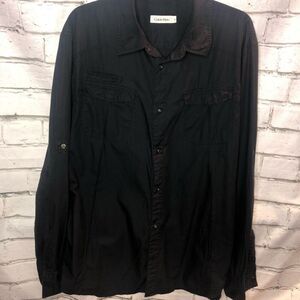 Calvin Klein Casual Button Down Shirt | Black | Men’s XL